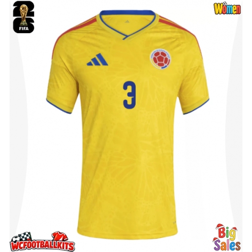 Colombia Jhon Lucumi #3 Replica Home Stadium Shirt for Women World Cup 2026 Short Sleeve